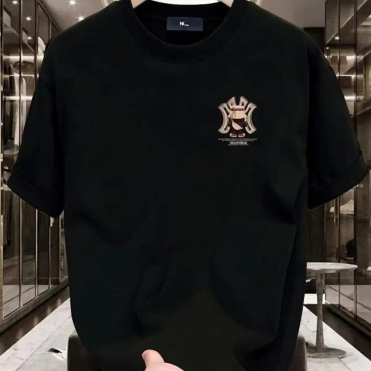 2025 Heavy Cotton Violent Bear Print Short-sleeved T-shirt American Trendy Brand Ins Loose Top Men's and Women's Trend Fashion