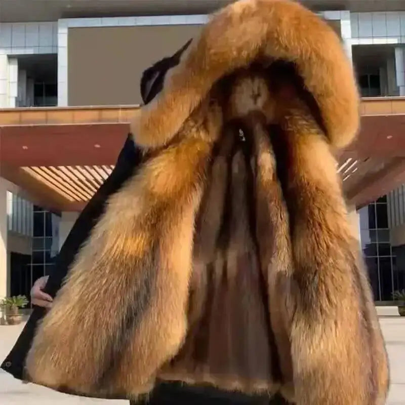2025 New Casual Down Fox Fur Men's Clothing Coat Winter Jackets Mens Men Jacket