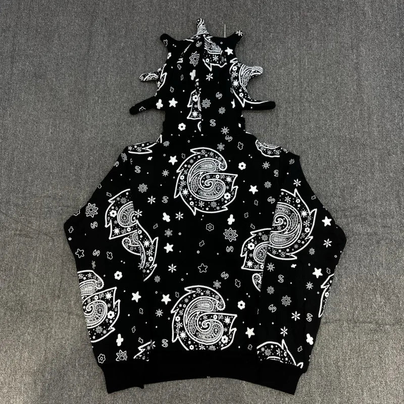 Designer Zipper Pullover Hoodie Oversized Fit Casual Sweater