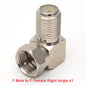 F Type to TV IEC 90 Degree Male Plug Female Jack RF Coaxial Adapter Splitter Gold Plated Connector for Cable TV Satellite TV DVR