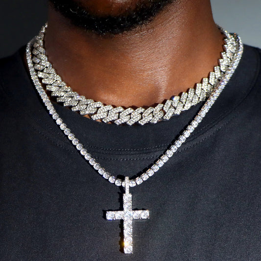 2pcs Cuban Link Chain Necklace Set – 14mm Steel Chain