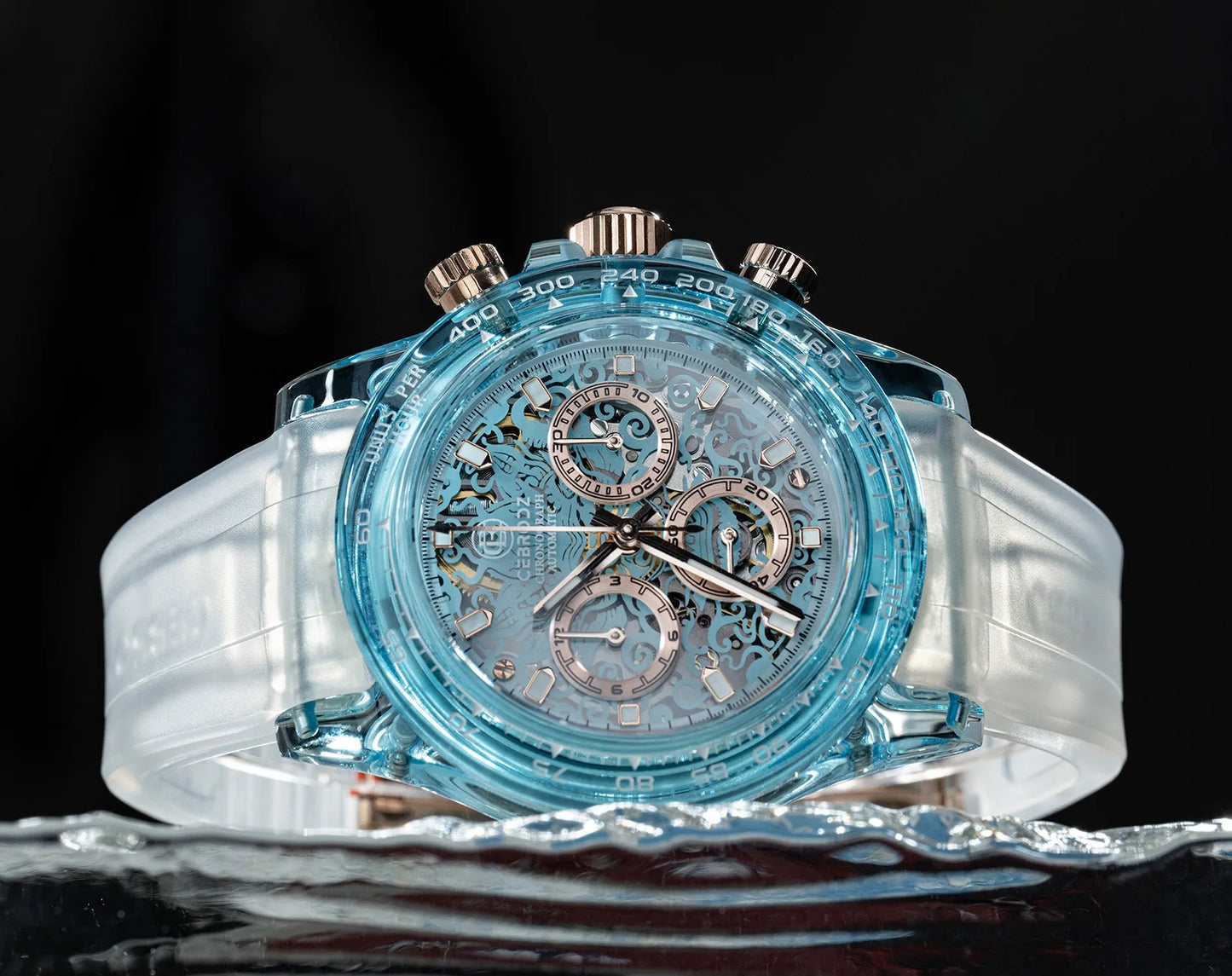 CEBRODZ Chronograph High-transparency Crystal Sapphire Mechanical Watch for Men Luxury Lightweight Men's Wristwatches 165122A