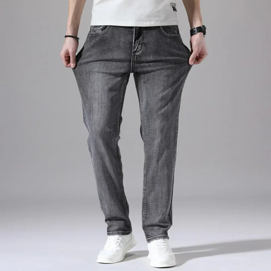 Men's Cotton Stretch Slim Straight Jeans – Grey
