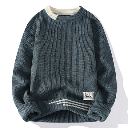 Pullovers Men Fashion Knitted Sweater Mens O-Neck Patchwork Casual Knitwear Slim Pullover Sweaters