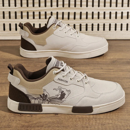 Men's easy to wipe clean casual shoes, good grip, low top lace-up sneakers, men's shoes