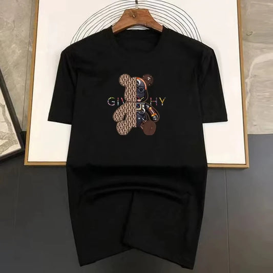 2025 new Luxury Brand Cartoon Bear Paris Print T Shirt For Summer Vintage Unisex T-shirt Y2k Tops Short Sleeve