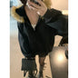 Subculture Gothic Women Coats with Hoodies Vintage Black Jackets Faux Fur Coat Female Loose Casual Sweatshirt