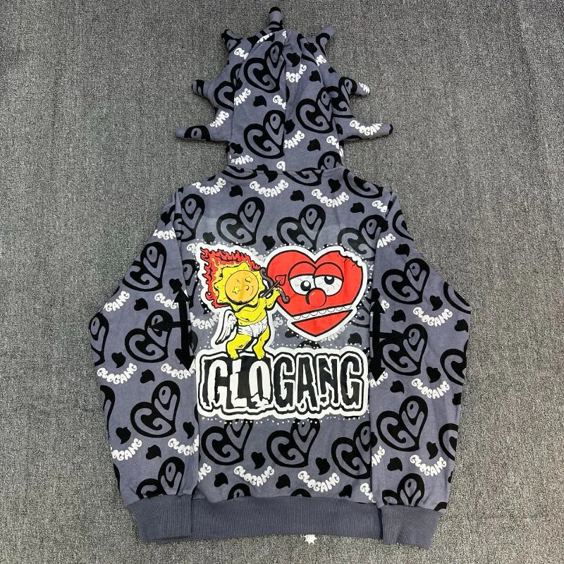 Designer Cartoon Graphic Zipper Hoodie Unisex Casual