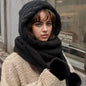 Women's Winter Hat Scarf Set - Thermal Wool Pom Beanie&Balaclava for Extreme Cold versatile hat with attached scarf  knitted hat
