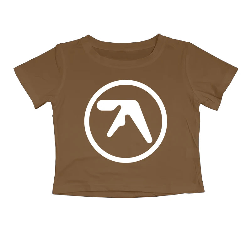 Punk Aphex Twin Print Oversize Hip Hop Women Crop Top Tee