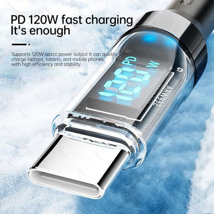 OOZCC LCD-Wattanzeige-Kabel, max. 120 W Super-Schnelllade-USB-C-Kabel Datenübertragung, USB A auf Lightning für iPhone 14 Pro