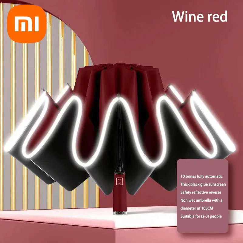 Xiaomi Umbrella Windproof Strong With Reflective Stripe Reverse Automatic Fold Umbrella UV Umbrella Insulation Portable Parasol