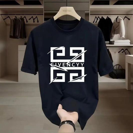 Herren GIVENCY Marken-Logo-Print T-Shirt Baumwolle Kurzarm-Shirt, Streetwear Fashion Top mit weißem Grafik-Design Casual Wear