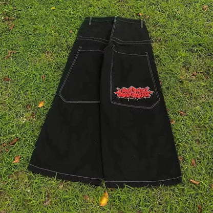 American Y2K 2025 New Baggy Wide Leg Black Jeans Overszied Women Street Casual Joker Denim Pants Couple Jeans Vintage Streetwear