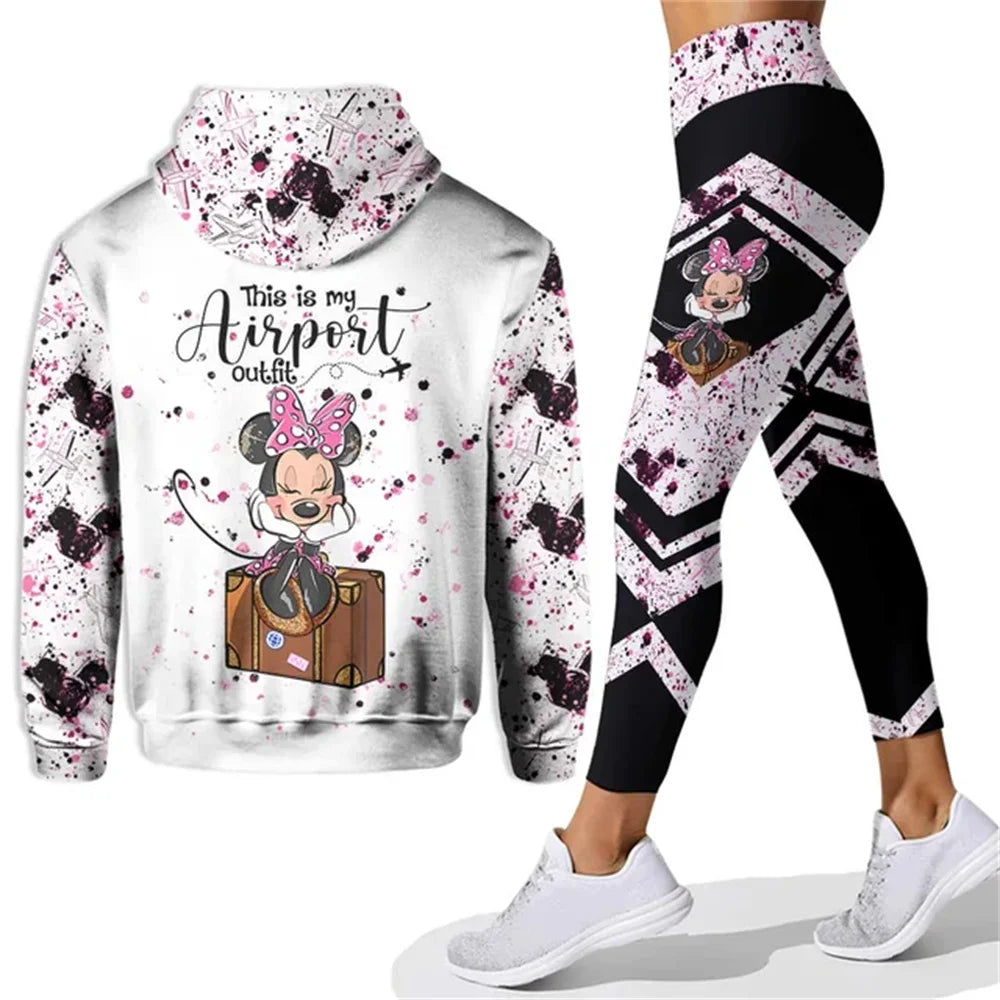 Customized Name Mickey Hoodie Women Hoodie Set Mickey Yoga Pants Sweatpants Women Disney Yoga Hoodie Leggings Fashion Sportswear