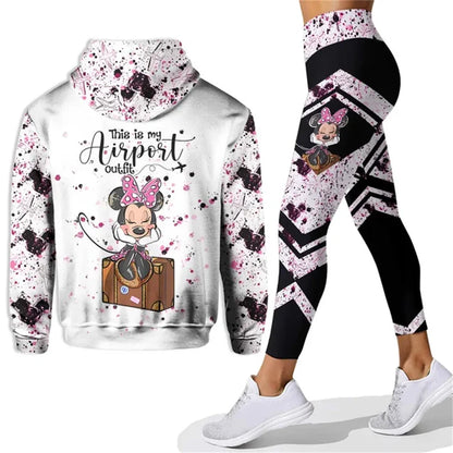 Customized Name Mickey Hoodie Women Hoodie Set Mickey Yoga Pants Sweatpants Women Disney Yoga Hoodie Leggings Fashion Sportswear