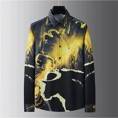 Teglex Luxury Letter Slim Fit Long Sleeve Dress Shirt