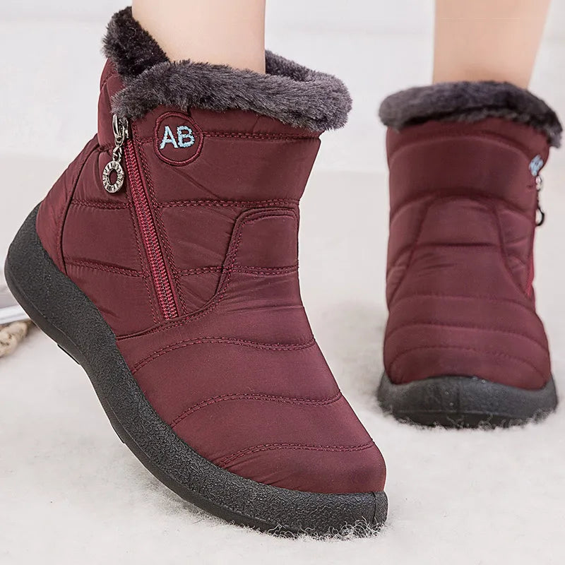 Women's Boots Women's Ankle Boots With Fur Winter Shoes Women Low Heels Winter Boots Snow Waterproof Winter Footwear