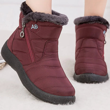 Women's Boots Women's Ankle Boots With Fur Winter Shoes Women Low Heels Winter Boots Snow Waterproof Winter Footwear