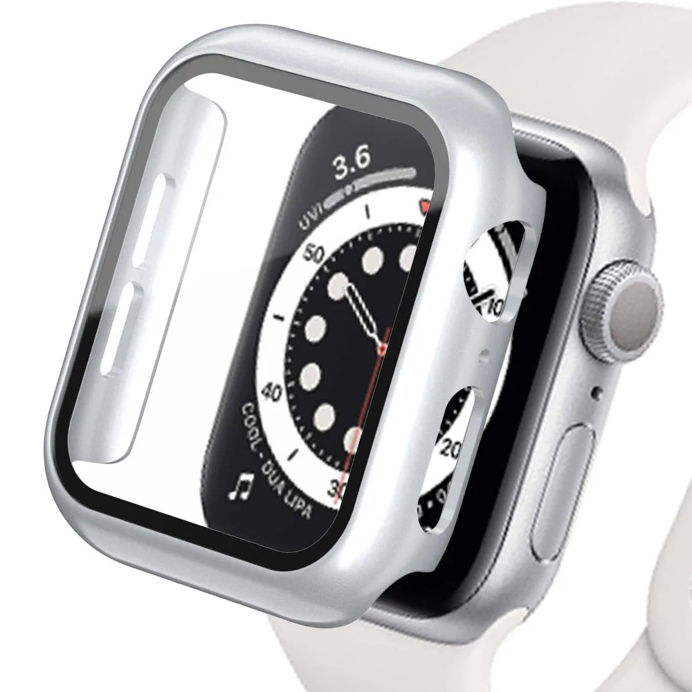 Displayschutzfolie aus gehärtetem Glas+Abdeckung für Apple Watch Zubehör 45mm 41mm 44mm 40mm 42mm Displayschutzfolie Apple Watch Hülle Serie 9 4 5 6 SE 7 8