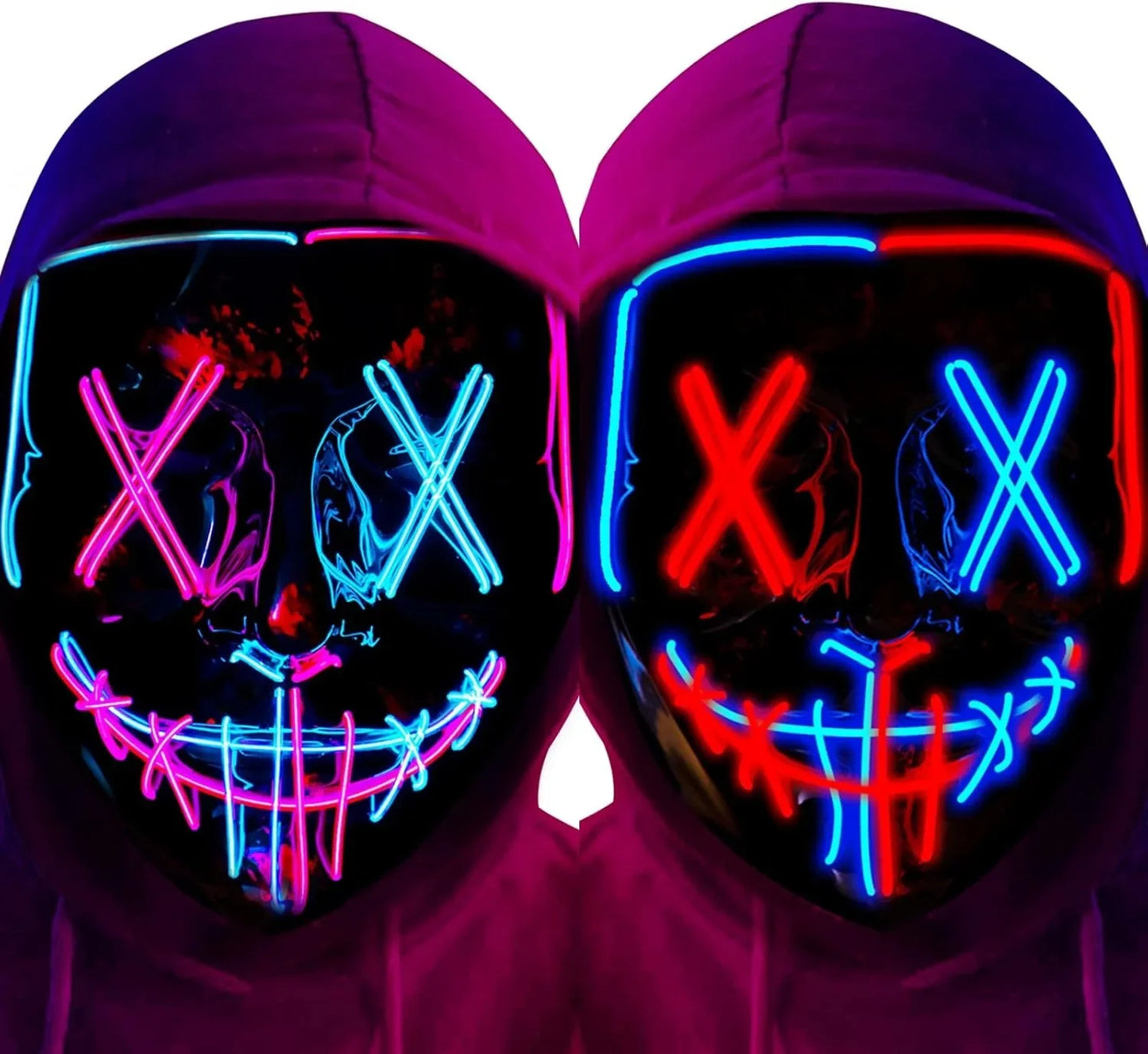 LED Light Up Halloween Mask Scary Cosplay Mask Festival Masquerade Carnival Party Costume Gift