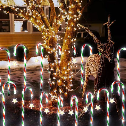 5/8 Stück Weihnachten Solar Stern Zuckerstange Plug-in-Licht, Weihnachtsdekoration, verwendet für Urlaub, Hof, Garten, Rasendekoration