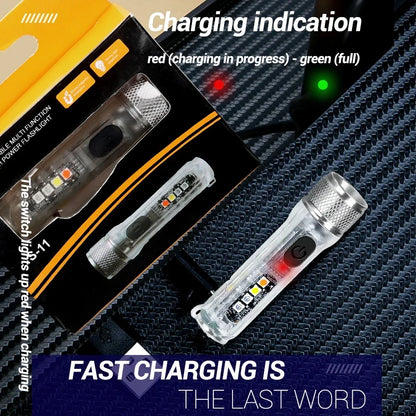 Mini-Schlüsselanhänger-Taschenlampe, LED, wiederaufladbar, tragbar, magnetisch, USB-Ladelampe, Hochleistungs-Camping-Langstreckenlaterne