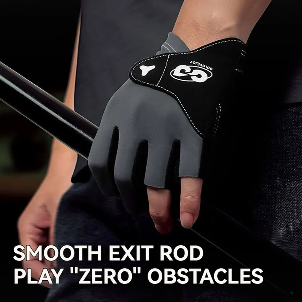Person wearing a black glove holding a smooth exit rod with text about playing 'zero' obstacles.