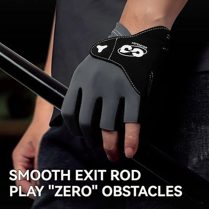 Person wearing a black glove holding a smooth exit rod with text about playing 'zero' obstacles.