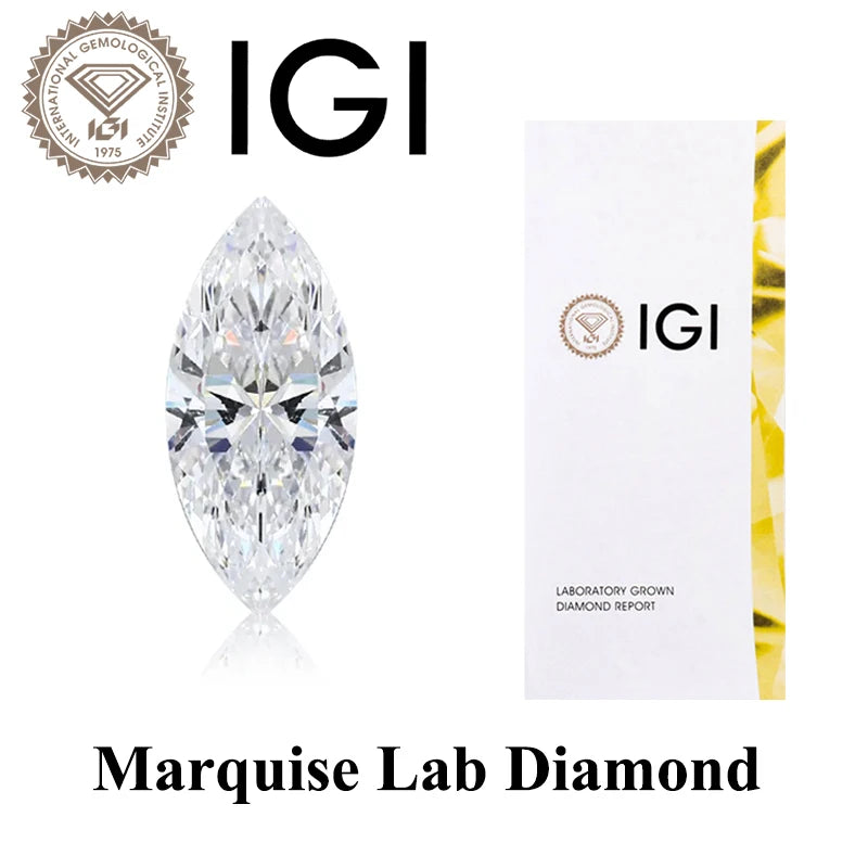 IGI Lab Diamond 1-5CT DEF VS-VVS Pear Heart Emerald Radiant Cushion IGI GIA Certificate White Grown Stone