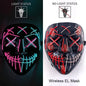 Drahtlose Neon-LED-Reinigungsmaske, im Dunkeln leuchtende Cosplay-Horrormaske, Halloween-Maskerade-Partymasken, leuchtende, lustige Verkleidung