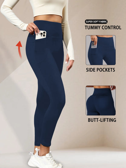 High Waisted Yoga Leggings with Pockets - Women's Super Soft Tummy Control for Workout and Everyday Comfort