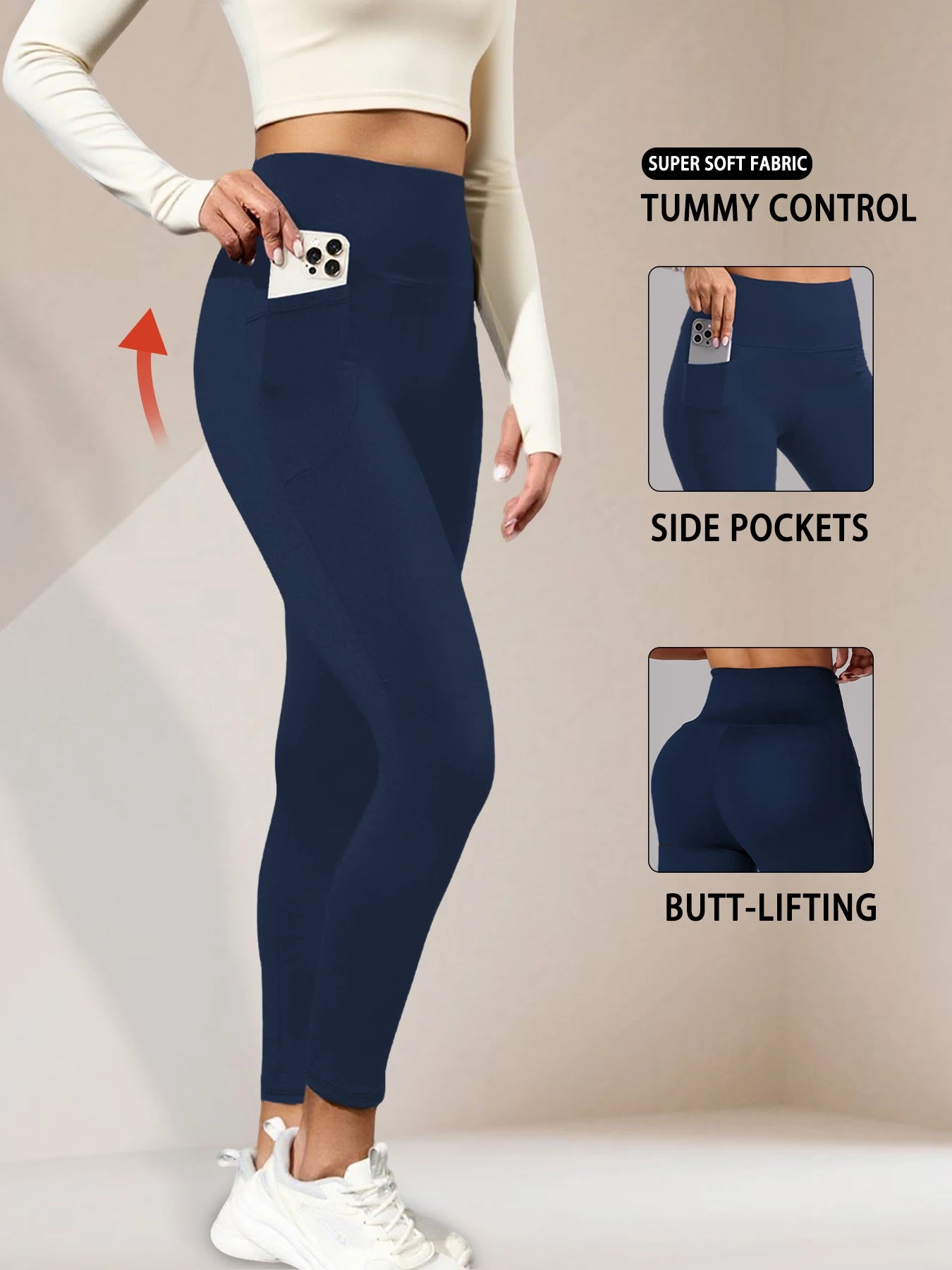 High Waisted Yoga Leggings with Pockets - Women's Super Soft Tummy Control for Workout and Everyday Comfort