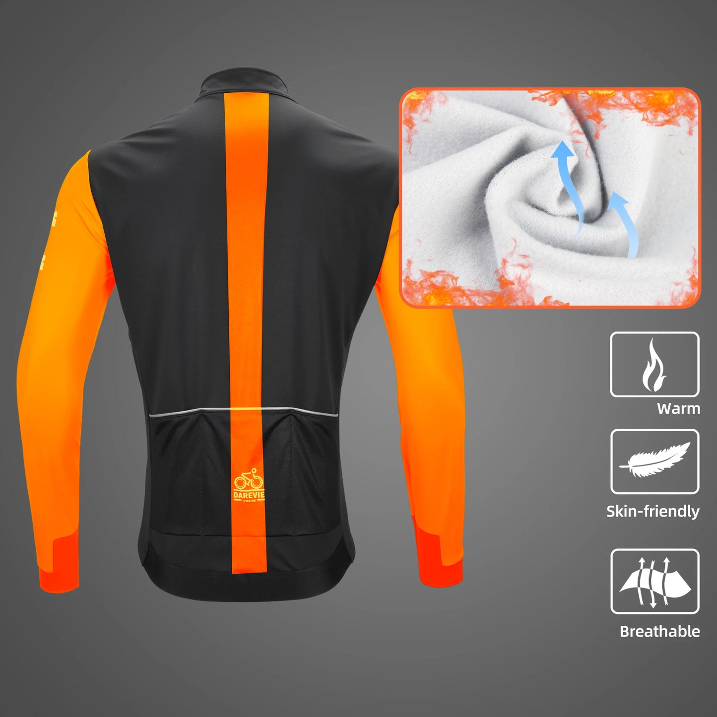 DAREVIE Cycling Men's Jacket WindProof Fleece Pro Cycling Jackets Longsleeve Warm Soft Brushed Pro Breathable Bicycle Clothing