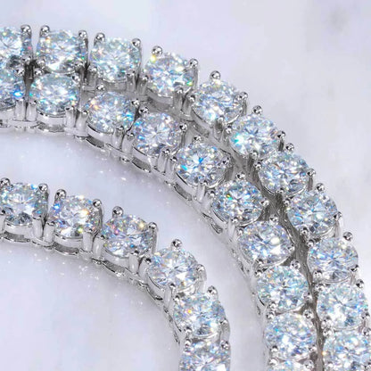 Close-up of a diamond tennis bracelet on a light background