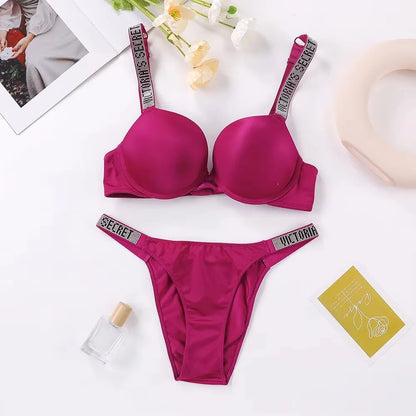Women's New Fashion Sexy Lingerie Sporty Classic Padded Adjustable push up V Lingerie Set S Underwear Set