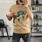 Men's Vintage Letter Print Cotton T-Shirt Up To 5XL