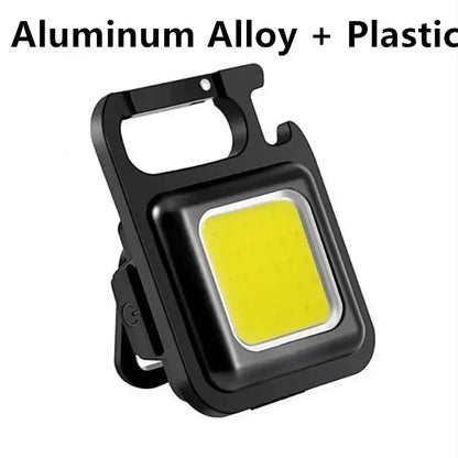 Mini LED Keychain Flashlight Aluminum Alloy USB Charging Portable COB Light for Camping Outdoor Work Fishing