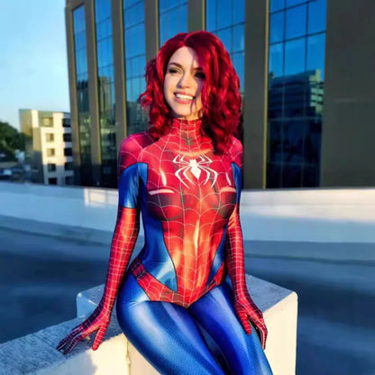 Superhero Female Spider Man Tight Fitting MJ Black Spider Sexy Cosplay Costume Jumpsuit Halloween Cosplay Costume