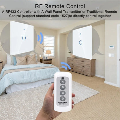 AXUS EU WLAN Smarte Lichtschalter Touch-Schalter RF433 Kein Neutralleiter Smart Home Life Tuya App Steuerung Unterstützt Alexa Google Home
