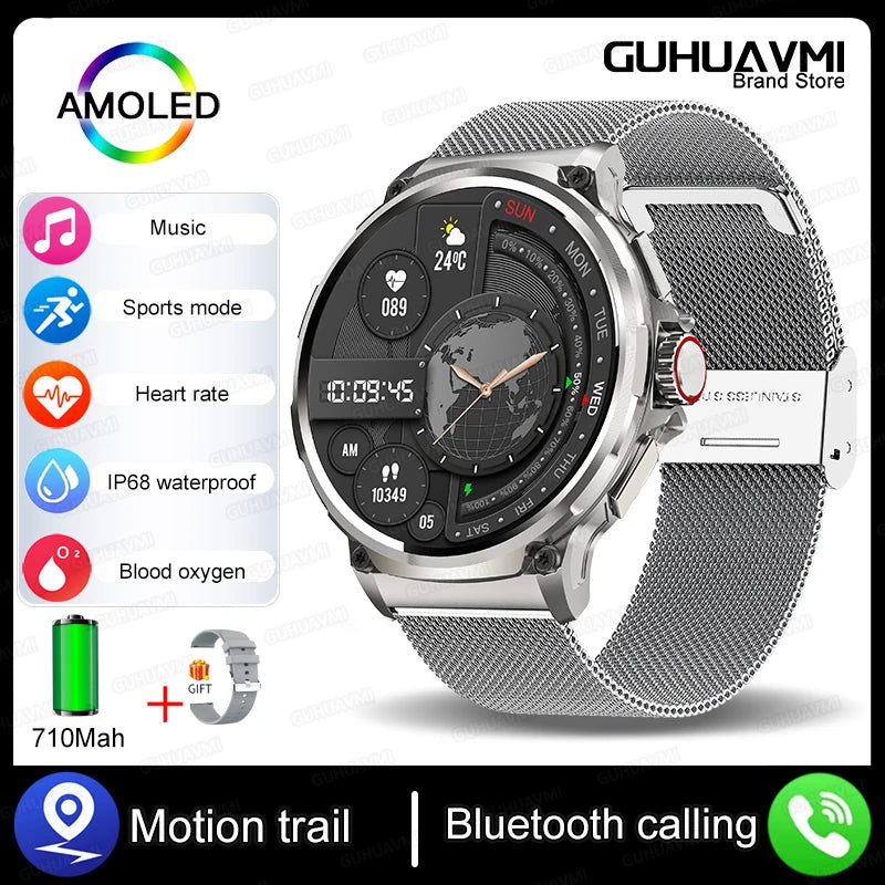 1.85" AMOLED Smartwatch - GPS, Bluetooth Calls, 710mAh Battery