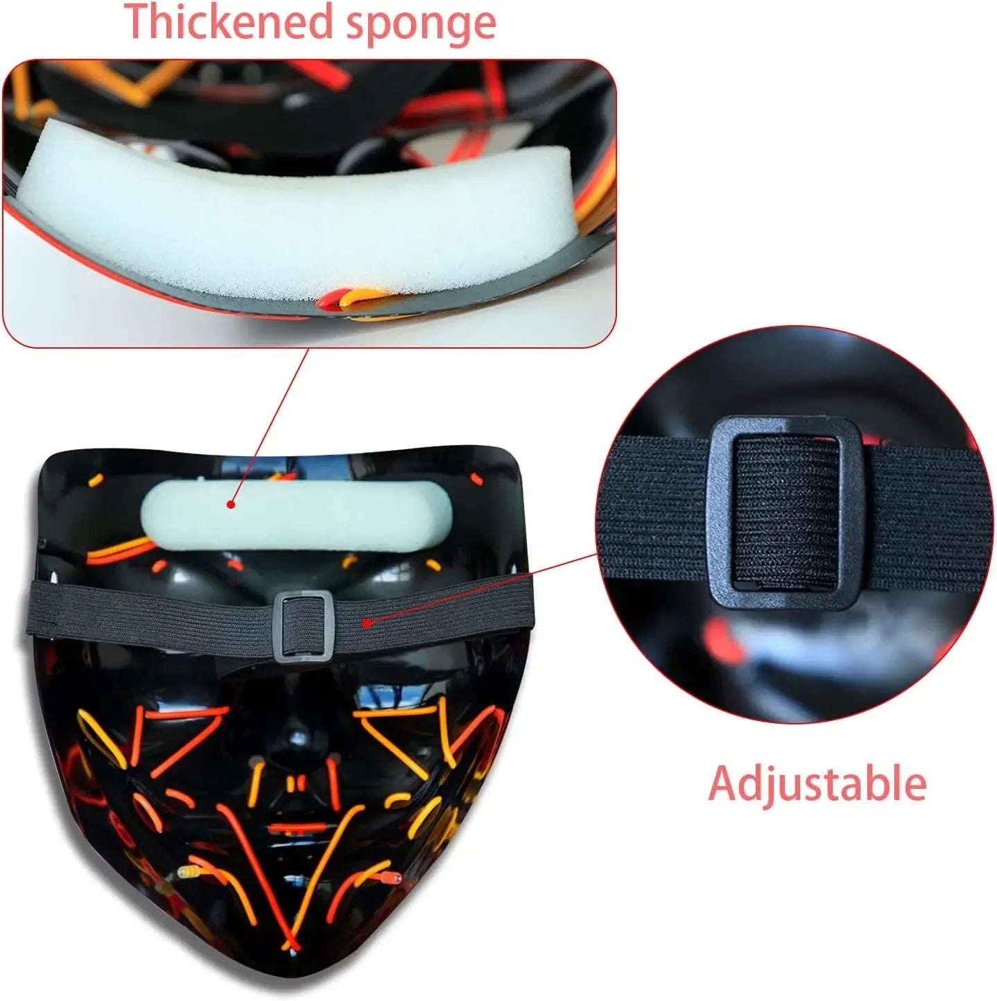 LED Light Up Halloween Mask Scary Cosplay Mask Festival Masquerade Carnival Party Costume Gift