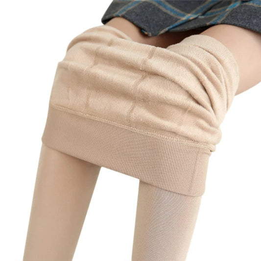 Women's Warm Velvet High-Waist Solid Winter Leggings