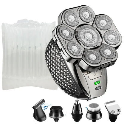 4D Head Shavers for Bald Men, Upgraded 9 Floating Heads 6-in-1 Rechargeable Waterproof Wet Dry Bald Head Shavers for Men