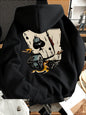 Men's Poker Card Print Hoodie Pullover Hoodie Sweater