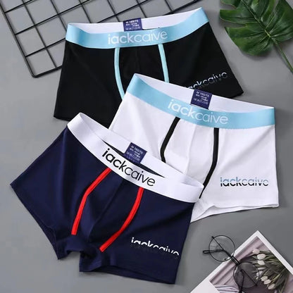 3Pcs Men's Cotton Boxer Briefs Breathable Printed M-3XL