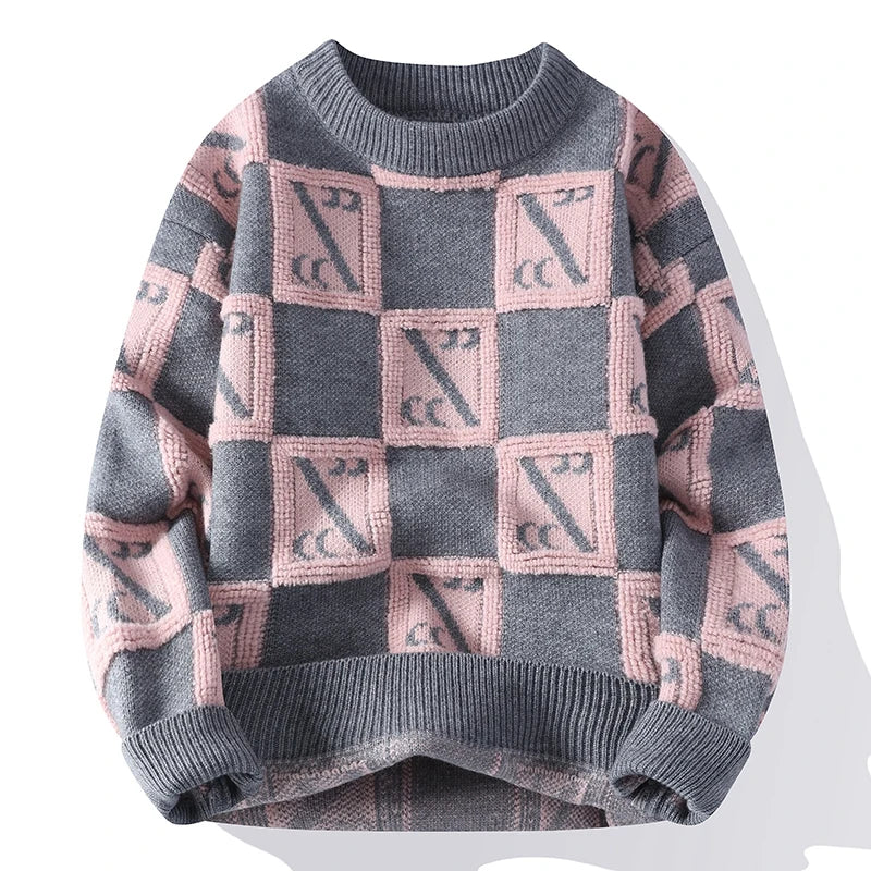 Fall/Winter Mens Brand Pullovers Sweaters High Quality Thick Warm Cashmere Sweater Men Luxury Plaid Pull Homme 2024