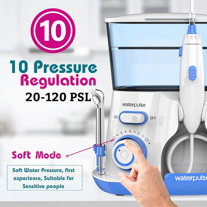 Waterpulse Electric Water Flosser Oral Irrigator — 800ml, 5 Tips