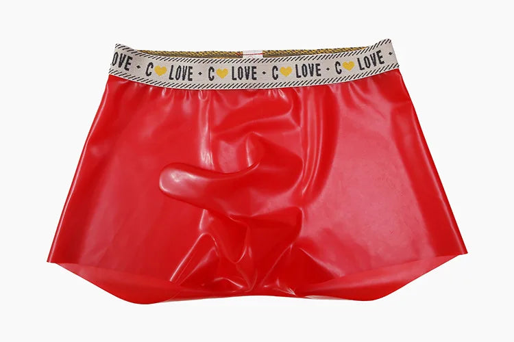 Herren Fetisch Latex Höschen Gummi Boxershorts Peniskondom Unterwäsche Kondom Cock Pouch Shorts Sexy Unterhosen für Herren