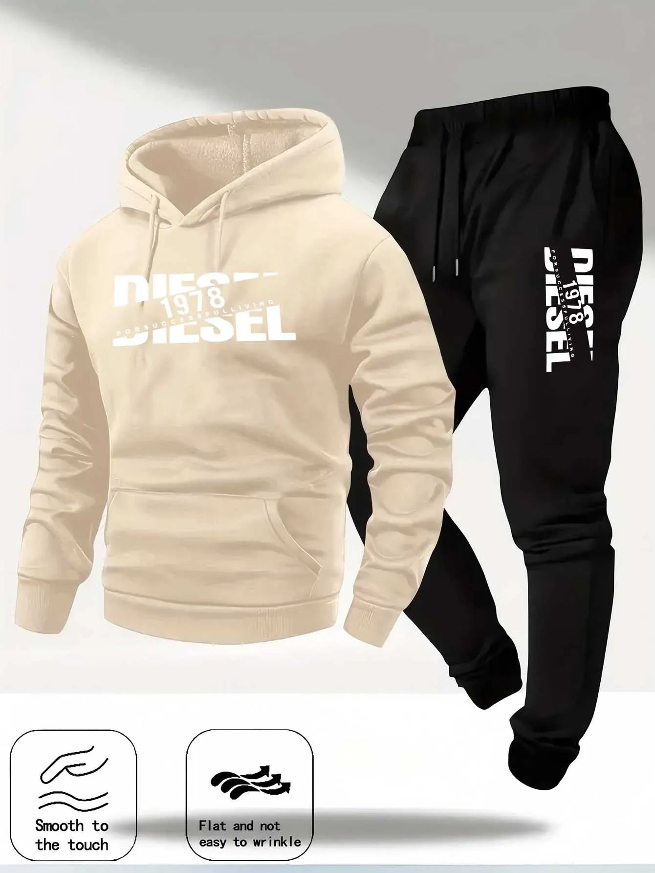 2025 Trendy Autumn and Winter New Hooded Tracksuit Fashionable Casual Sportswear Set, Two-Piece Set